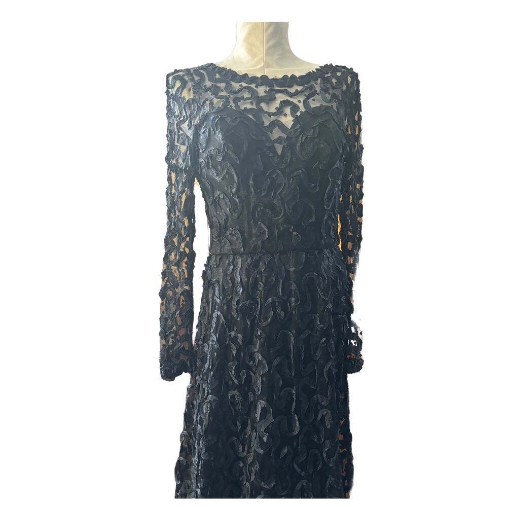 Victor Costa Vintage Black Lace Tulle Illusion Cocktail Dress